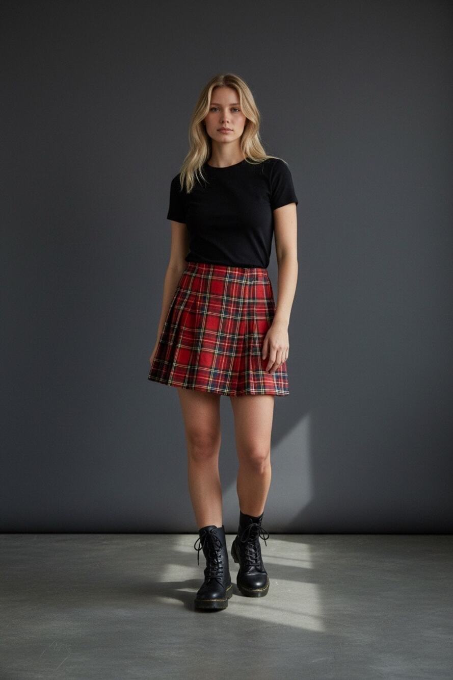 VINTAGE Ice Fire Kilt, Canadian Made, Women’s Size 5, Red Green Plaid, Scot Army